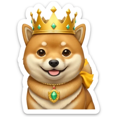 shiba inu wearing kings crown sticker