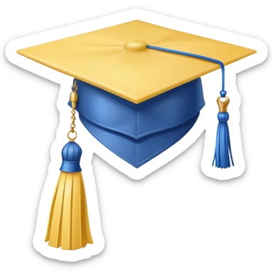 Light yellow graduation cap with blue tassel  sticker