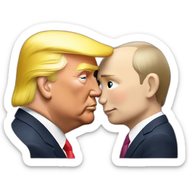 trump-and-putin-kissing,-lgbtq+ friendly, positivity, inclusiveness sticker