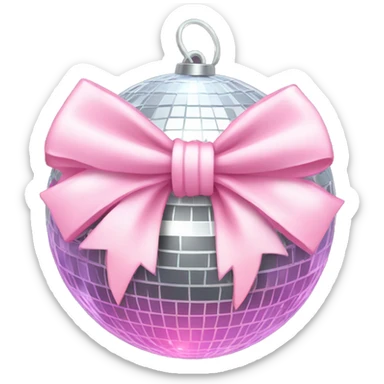 Disco ball with light pink bow sticker