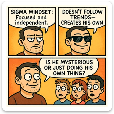 zrób komis, że ktoś jest "sigma" żart. Inspiruj się zanymi twarzami sticker