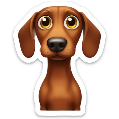 Brown wiener dog with soulful eyes looking like he’s scheming  sticker