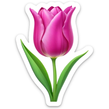 Cinematic Realistic Tulip Emoji, Elegant and simple, with soft, smooth petals in shades of pink and purple, gently curved and reaching upward. The slender green stem contrasts against the delicate bloom, while surrounding greenery adds a peaceful touch. Soft glowing outline, capturing the essence of springtime beauty and grace in a delicate tulip. sticker