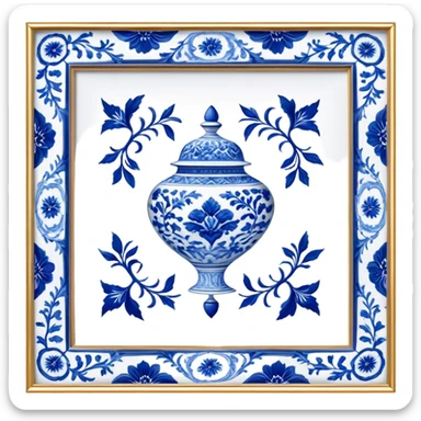 Cinematic Realistic image of exquisite blue and white porcelain, rendered with delicate, intricate patterns and fine textures, showcased against a classic Chinese backdrop with soft, refined lighting sticker