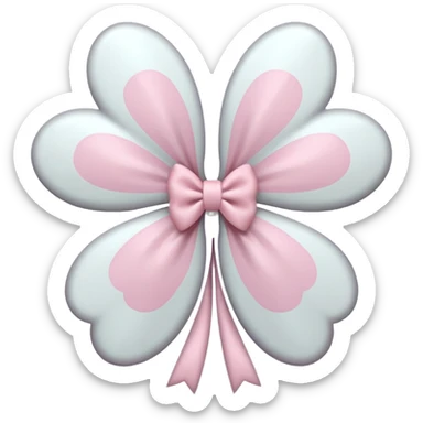 white sakura flower with a bow and checkered petals sticker