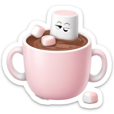 Light Pink mug of hot chocolate with marshmallows  sticker