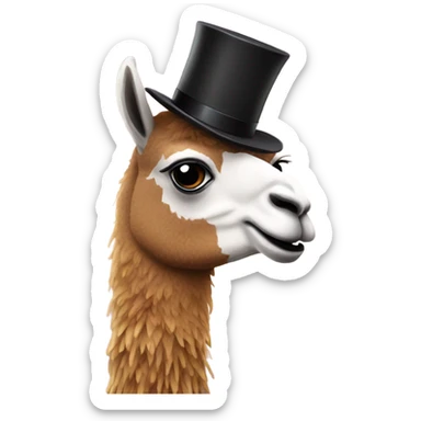 Llama wearing top hat celebrating new years sticker