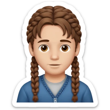 Boy with brown wavy hair in braids sticker