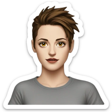 Kristen stewart gray in round neck t-shirt only face sticker