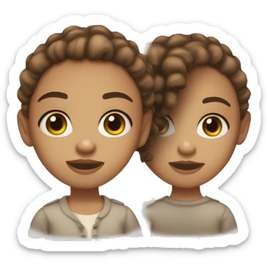 light skin girl, hazel eyes, soft freckles, brown hair sticker