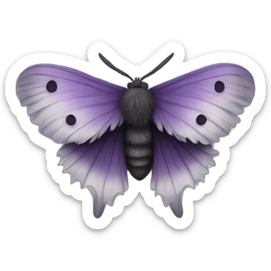 Black, purple and grey fluffy moth sticker