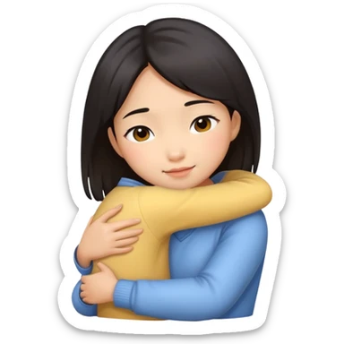 Girl a voy hugging sticker
