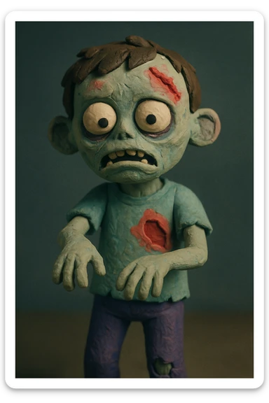 boy zombie claymation style sticker