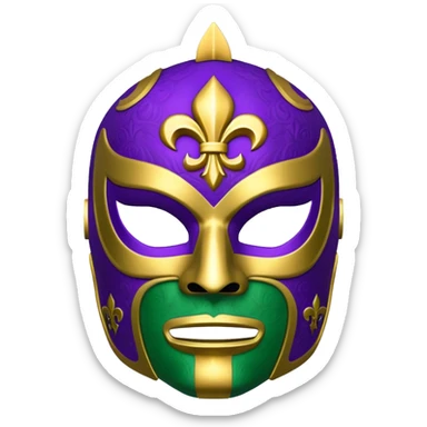 Louisiana themed luchador mask with fleur-de-lis and Mardi Gras colors sticker