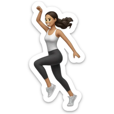 Brunette woman dancing salsa in leggings and sneakers sticker