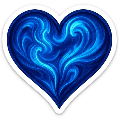 heart with a swirling sapphire blue effect sticker