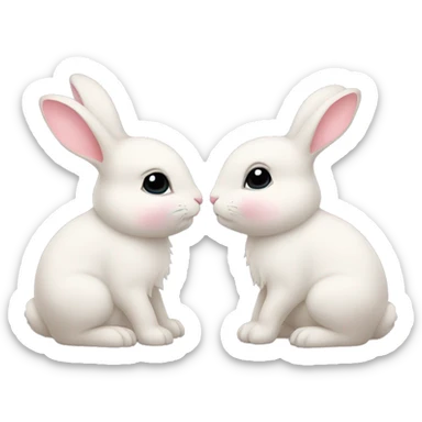 Two cute bunnies are kissing sticker