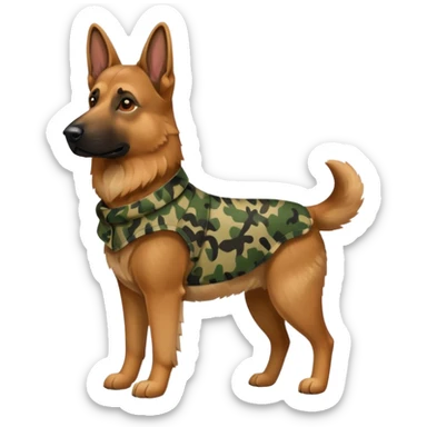 German shepherd wearing camo full body sticker