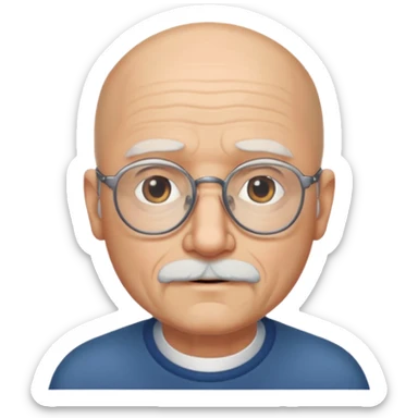 old bald man with short beard and glasses sticker