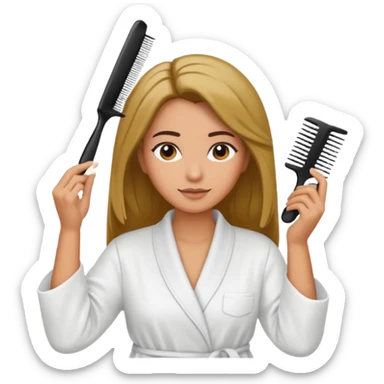 mujer peinandose en la peluqueria sticker
