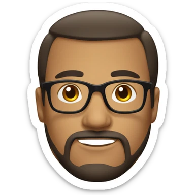 short fat hispanic receeded hairline thin beard thick glasses sticker