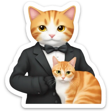 Tuxedo, cat hugging An orange tabby cat ￼￼ sticker