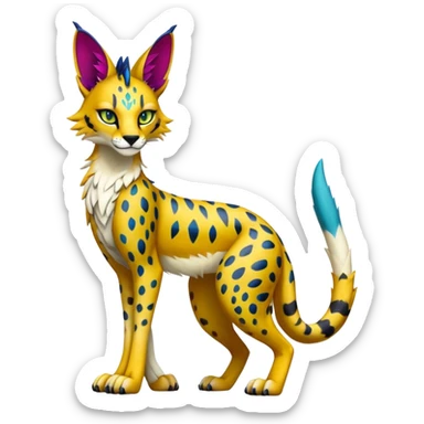 Anthro Epic Edgy Colorful Sergal-Serval-Vernid full body sticker