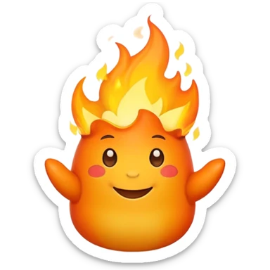 cute flame character with stubby hands sticker