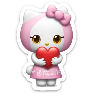 hello kitty holding a heart that says “mary me?” sticker
