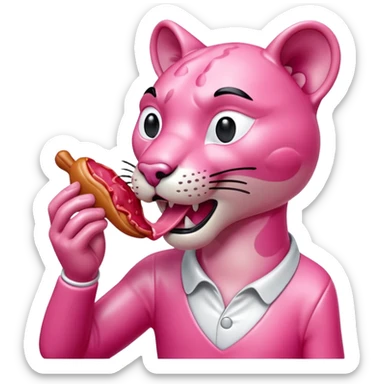 jeff koons style pink panther eating meat sculpture  sticker