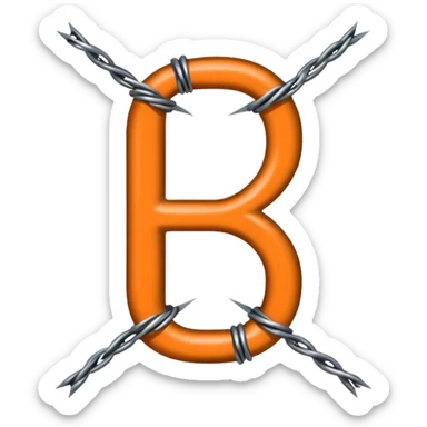 The letter H made of black and silver barbwire sticker