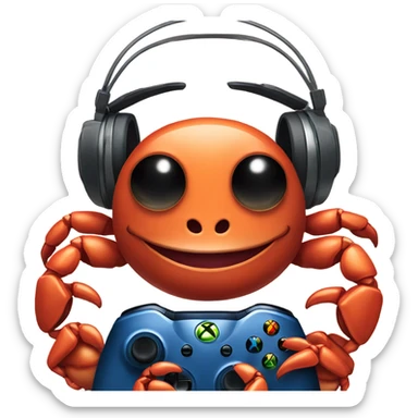 crab in a gaming headset holding xbox controller  sticker