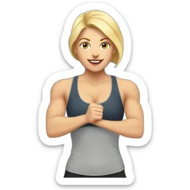 strong white woman working out in the fitness room sticker