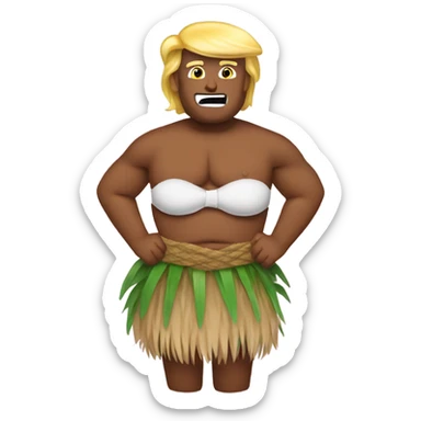 Trump wearing a hula skirt and coconut bra sticker