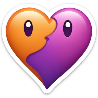 Orange heart & pink heart turning purple sticker