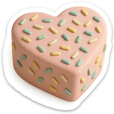 heart-shaped fondant cake with confetti sticker