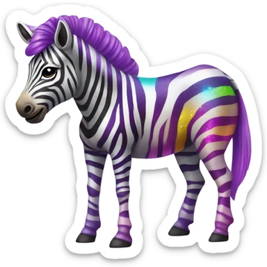 Lisa frank rainbow zebra with glitter purple stripes sticker