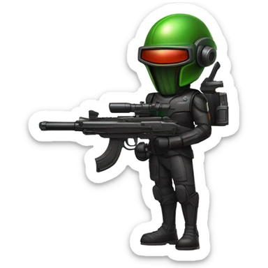 Martian secret service bounty hunter aiming rifle sticker
