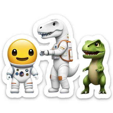 astronaut, t-rex and toy solider sticker