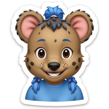 hyena with blue pigtail buns sticker