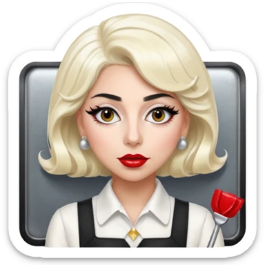 Lady Gaga in the Telephone video, retro diner waitress uniform, platinum blonde hair, glamorous pop style sticker