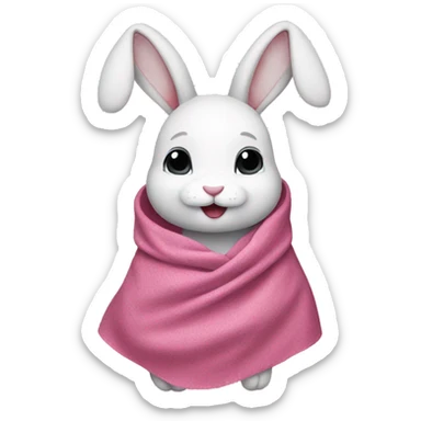 bunny wearing pink shawl sticker