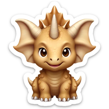 Cinematic Cute Triceratops Portrait Emoji, Head tilted playfully with a gentle smile, featuring a compact, sturdy body with three adorably prominent horns and a charmingly frilled head, Simplified yet irresistibly adorable features, highly detailed, glowing with a warm, inviting earthy glow, high shine, affectionate and lively, stylized with a touch of whimsical dinosaur charm, soft glowing outline, capturing the essence of a mischievous yet endearing Triceratops that seems as if it could trot out of the screen into your arms! sticker