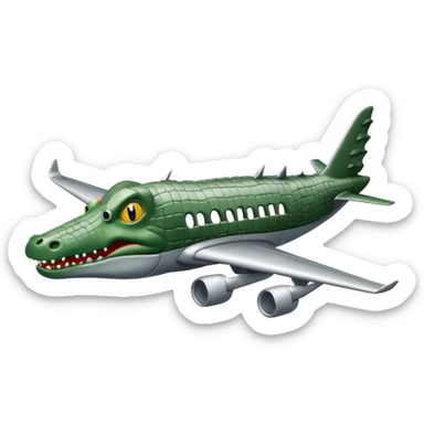 gray plane with a crocodile head sticker