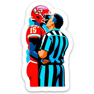 Patrick Mahomes, kissing the refs sticker