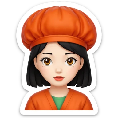 Wearing kimchi girl with black hair sticker