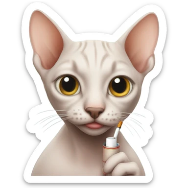 A hairless cat smoking  sticker