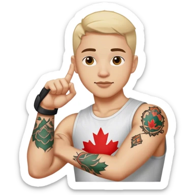 arm with an elbow up and a canadian tattoo sticker