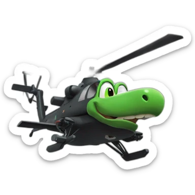 black Yoshi in an attack helicopter sticker