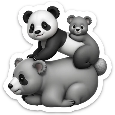 one Small Panda riding one big koala’s back sticker